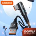 Toocki 6A USB C Cable 90 Degree For  100W Fast Charging Cord For     Charger Data Wire. 