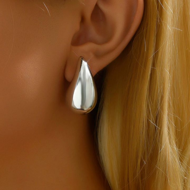 3CM%20Water%20Drop%20Earring%20for%20Women%20Chunky%20Hollow%20Smooth%20Exaggerated%20Thick%20Large%20Jewelry%202023%20New%20Design%20-%20Image%207