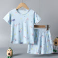 2-Piece Children's Summer Cute cartoon Printed Short-Sleeved Shorts Set for Boys and Girls Casual and Comfortable T-Shirt Shorts. 
