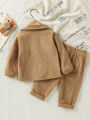 Baby Clothing Solid Set 2025 Autumn Winter New Baby Boy's Long Sleeve Suit Shirt Coat+Pant Cool 3-24M Two-piece ClothesSet.