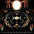 1pc Tarot tablecloth, altar cloth, moon phase, sun, starry sky, flowers, witchcraft, altar ritual decoration props. 