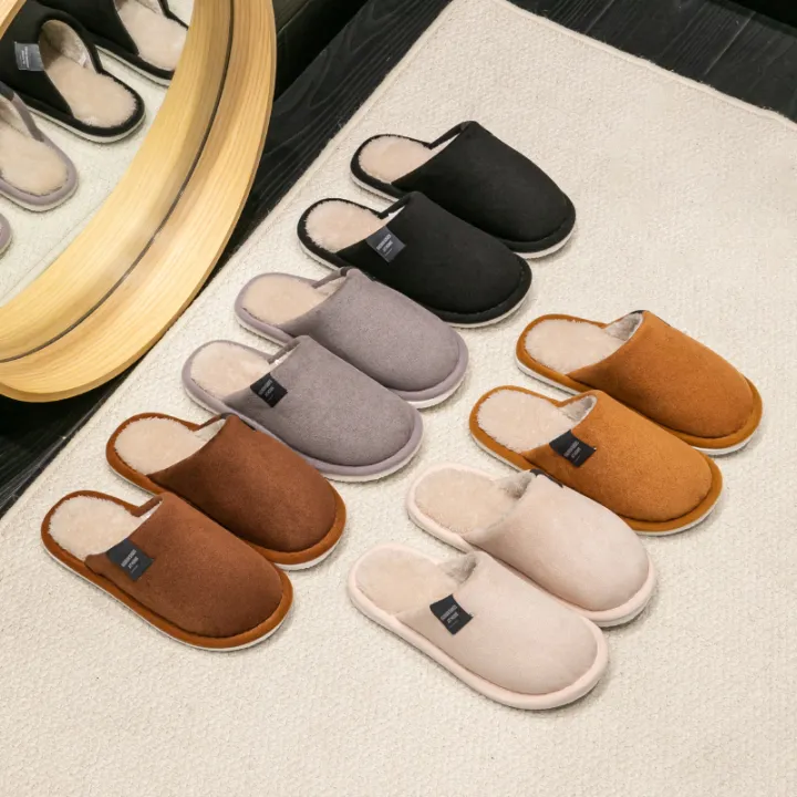 Household%20Indoor%20Men's%20Slippers%20Autumn%20and%20Winter%20Home%20Floor%20for%20Guests%20Lightweight%20Quiet%20Non-slip%20Suede%20Fabric%20Couple's%20Shoes%20-%20Image%202