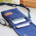 Solid Color Canvas 3 Layer Crossbody Cell Phone Bag Simple Cloth Women's Bag Fashion Satchel Shoulder Coin Purse. 