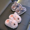 New Winter Cute Big eyed Rabbit Children's Waterproof Warm Non-slip Fluffy Slippers For Girls Boys Kids Indoor Home Cotton Shoes.