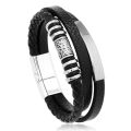 Trendy Leather Bracelets For Men Stainless Steel Bracelet 21CM Multilayer Braided Rope Bracelets for Male Jewelry .