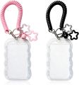 2 Pack Cute Photocard Holder Keychain  Photo Card Holder, Transparent PC Holder with Star Wave Design for Bus Student Card,. 
