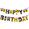 Construction happy Birthday Banner Tractor Truck Engineering vehicle pattern Garland Baby Boy One Year 1st Birthday Party Decor. 