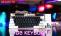 87-Key Mechanical Keyboard With Black And White Keys And Pink Backplate. 