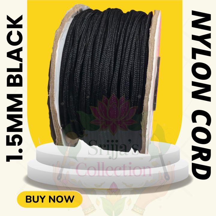 1.5mm Black Nylon Cord Satin String / Glazy Cord for Craft, Chinese Knotting, Necklaces, Bracelet Jewelry Making