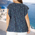 Women's plus Size Floral Print Ruffled round Neck Short Sleeve Shirt Elegant Ruffle Sleeve Top Summer Fashion Casual Blouse.