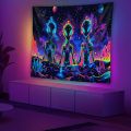 VIKAMA Alien Tapestry Blue-Eyed Alien Psychedelic Starry Sky Bedroom Party Sci-Fi Decorative Art Wall Background. 
