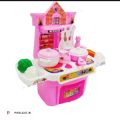 Kids pretend play pink/blue kitchen set with water circulation and dish washer toy 35*39*14 cm. 