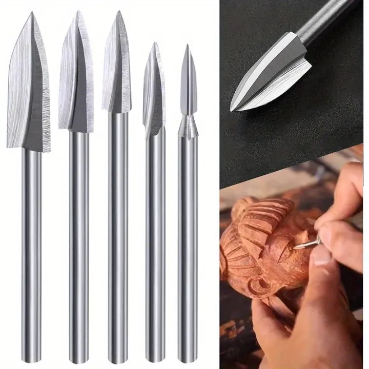 5pcs Wood Carving Drill Bits Set for Dremel Rotary Tool with 1/8” Shank ...