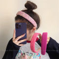 Rose Pink Sponge Headband for Women Temperament Knitted Headband Cute Girl Washing Face Hair Band.