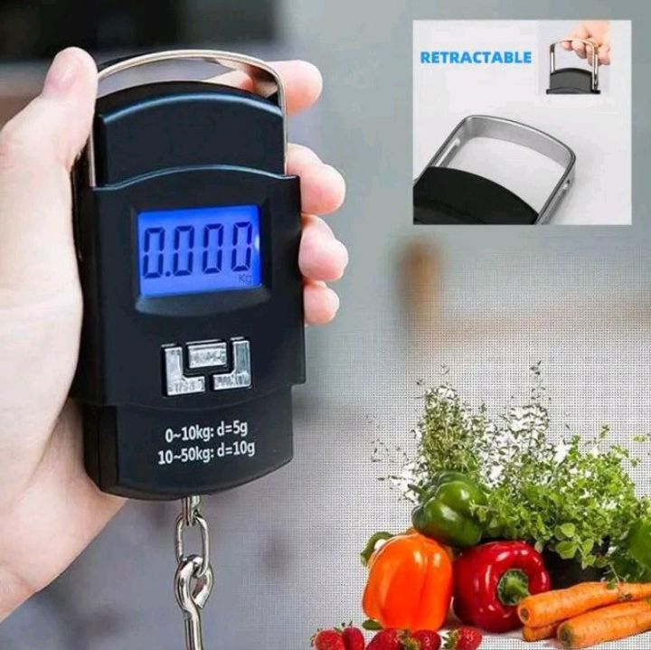 Digital Hanging Scale with Battery – 50kg Capacity, LCD Display, Fast Response & Portable Weighing Hook