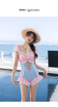 One piece swimsuit female Japanese style one piece swimsuit high waist pastel color cute. 