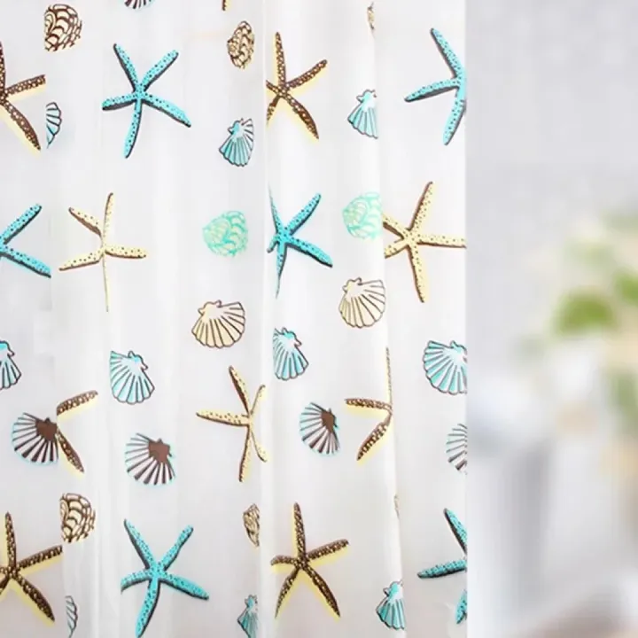 1pc%20Starfish%20Conch%20Printed%20Shower%20Curtain%20with%20Metal%20Grommets,%20Ocean%20Plastic%20Bath%20Curtain%20with%20Hooks,%20Bathroom%20Decor%20Accessories%20-%20Image%205