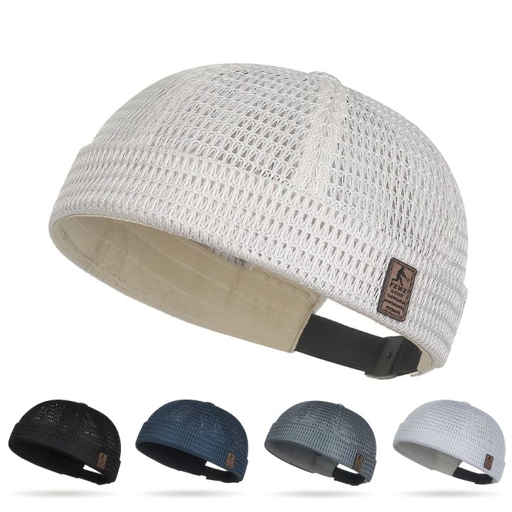 Outdoor Sport Cap Breathable Mesh Melon Hip-Hop Hat Fashion Summer Adjustable Ultra-Light Brimless Cycling Docker Beanies