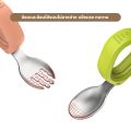 Hogokids/Putot Children's Cutlery with Storage Box Stainless Steel Spoon Tip, Silicone Handle for Children to Practice Eating. 