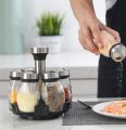 Rotating Stainless Steel Glass Spice Jars Set Salt Pepper Spray Seasoning Jars Sets for Spices Kitchen Cooking Tools 7Pcs/Set. 