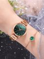 2PCs Women's Fashion Trend Retro Contrast Color Steel Band Quartz Watch+Bracelet Combination Set. 
