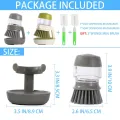 Dish Brush with Soap Dispenser, Soap Dispensing Palm Brush, Dishwashing Kitchen Scrub Brushes Scrubber with Holder for Dish Sink Pot Pan Washing and Cleaning,Set of 2. 