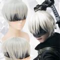 NieR: Automata 2B 9S Anime Cos Wig Silver Grey Short Straight Cosplay Synthetic Wig YoRHa No.9 Model S Wig. 