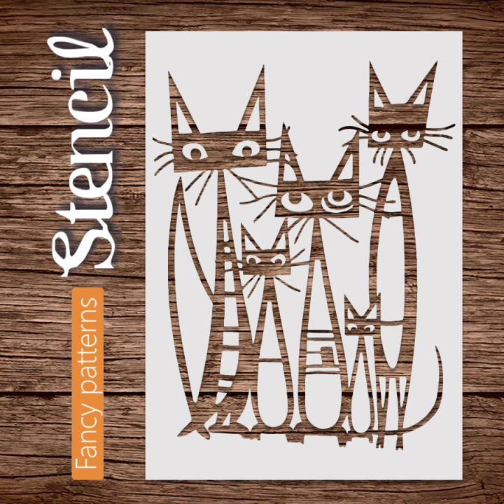1Pcs A4 Cat Stencils - Reusable Stencil Templates for DIY Home Decor, Crafts, and Art Projects