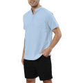2Pcs Sets Men's Cotton Linen Set Henley Shirts Shorts Outfits Beach T-shirt Vacation Matching Suit Summer Wear Short Sleeve.