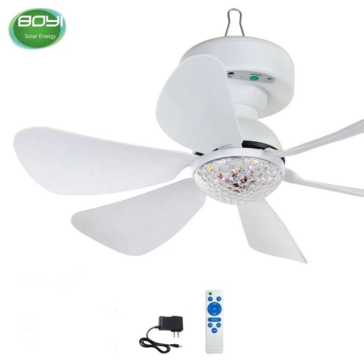 အားသွင်းချိတ်ပန်ကာ Rechargeable AC/DC Mini Ceiling Fan with LED Lights