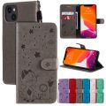 Wallet Flip Cover Lovely Cat Bee Case For   S25 S24 S23 S22 S21 Ultra Plus FE A55 A15 A35 5G A05 Leather Phone Case. 