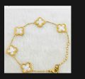 Vintage Black Clover Bracelet With 5 Clover Double Sided Stainless Steel Chain Bracelet. 