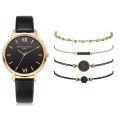 5pcs Set Top Style Fashion Women's Luxury Leather Band Analog Quartz WristWatch Ladies Watch Women Dress Reloj Mujer Black Clock. 