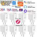 Powered By Tuya WiFi/ZigBee 3.0 Smart Plug EU Socket Outlet 16A/20A Power Monitor Timer Remote Voice Control Alexa  Home. 