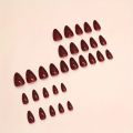 12pcs Glossy Wine Red Press On Nails - Medium Almond Long Shape Nails for Women, Easy to Apply & Durable for Daily Wear & Special Occasions, Quick Manicure, Smooth Finish. 
