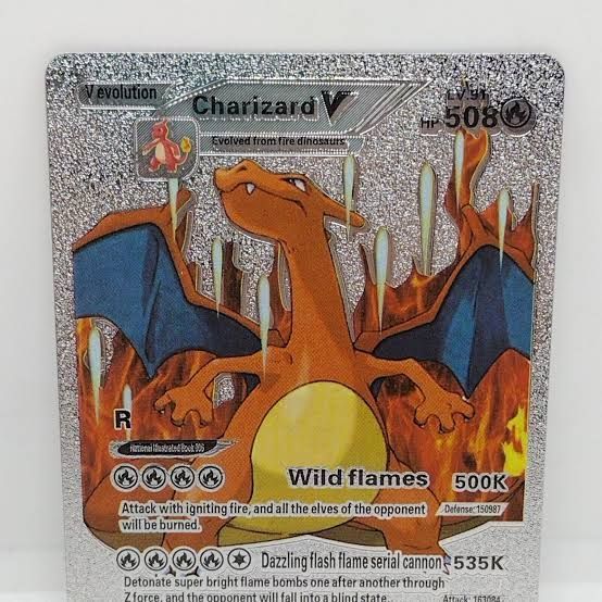 Pokemon Card Charizard V HP 508 Silver Foil Fan Art-Mint Condition