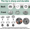50 Sets Snap Button, 9.5mm Metal Silver Snaps Buttons for Sewing and Crafting, Open Prong Snap Button Snap Fasteners Kit for Jeans, Fabric, Baby Clothing, DIY Craft, Clothing Fasteners. 