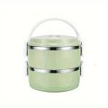 2 Layer Stainless Steel Lunch Box Round Thermal Insulated Food Warmer. 