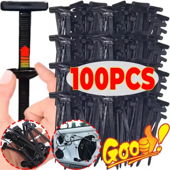 5-200pcs Nylon Cable Tie Buckle-Heavy Duty Zip Ties Holder with Pin & Button Design Plastic Cable Ties Tool Fasteners Car Body