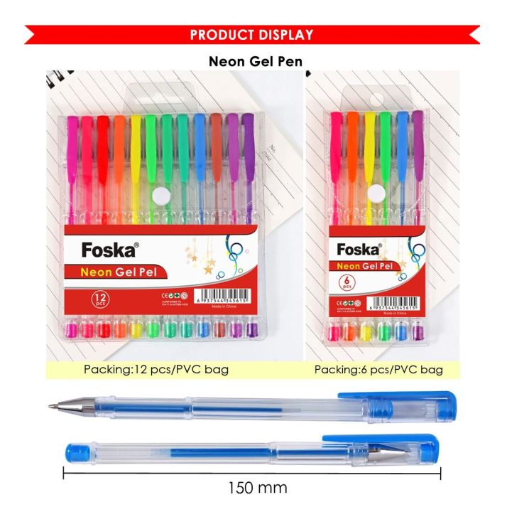 FOSKA Neon Gel Pen 6/12 Pcs/set