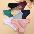 FINETOO 6PCS/SET Women's Cotton Panties Sexy Soft Striped Underpants Solid Color Briefs Female Comfortable Stretch Lingerie M-XL. 
