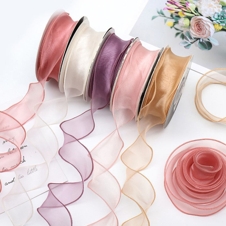 9Meter Sheer Silk Ribbon Satin Ribbons For Gift Wrapping Decoration Valentine’s Day Wedding Bouquets Wreath Sewing Supplies
