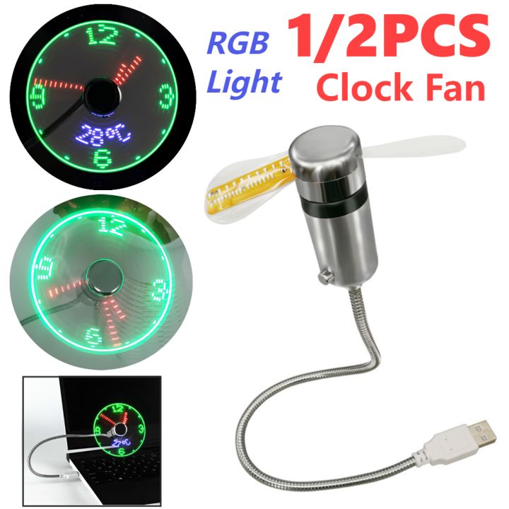 Clock Fan. Amazon 1/2PCS Clock Fan Real Time Temperature Display 5V USB Portable Mini Fan ...