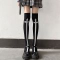 Japanese Harajuku Long Socks Festival Party Cross Cosplay Black Stockings Dark Gothic Y2K Knee Thigh Socks for Women's Skirts. 