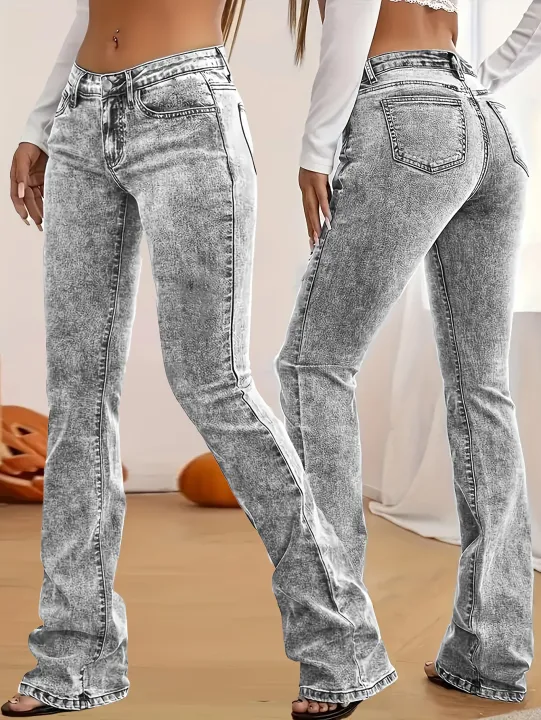 Fashion%20Women's%20Gray%20Low-Rise%20Slim%20Fit%20Bootcut%20Jeans,%20Y2K%20Style,%20Snow%20Wash,%20Streetwear%20Elegant%20Denim%20Pants%20-%20Image%202
