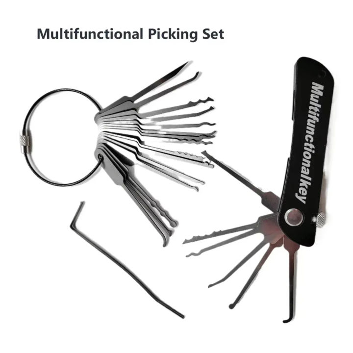 21 in 1 Jackknife Lock Picking Set Wrench for Beginners and Professionals To Practice Lock Picking Locksmith Tools Lock Pick Kit