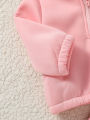 Winter Children Sets 1-3Y Baby Girls Pink Thick Fleece Turtleneck Long Sleeve Pullover Solid Casual+ Long Pants Suits. 