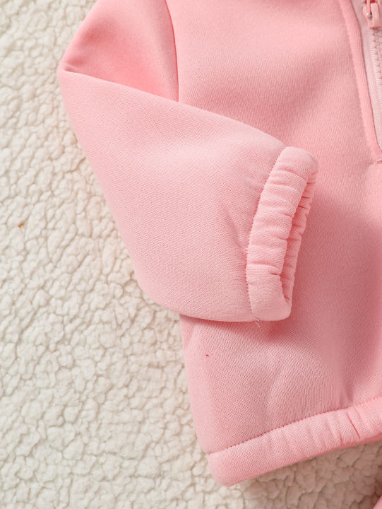 Winter%20Children%20Sets%201-3Y%20Baby%20Girls%20Pink%20Thick%20Fleece%20Turtleneck%20Long%20Sleeve%20Pullover%20Solid%20Casual+%20Long%20Pants%20Suits%20-%20Image%204