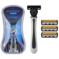 Disposable Shaving Razor Blade For Men Set 1 Holder & 4 Blades 3 Layers Stainless Steel Manual Shave Razors For Daily Face Care.