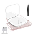 Compact Mini Gift Vanity Folding Cosmetic Mirror with Lights Portable Hand Held Small Pocket Travel Makeup Mirror 2X magnifying. 